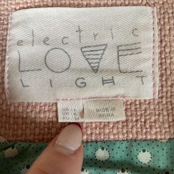 Retro pale pink A-line blazer with fabric circle buttons Anthropologie Size: 2 - Picture 9 of 13